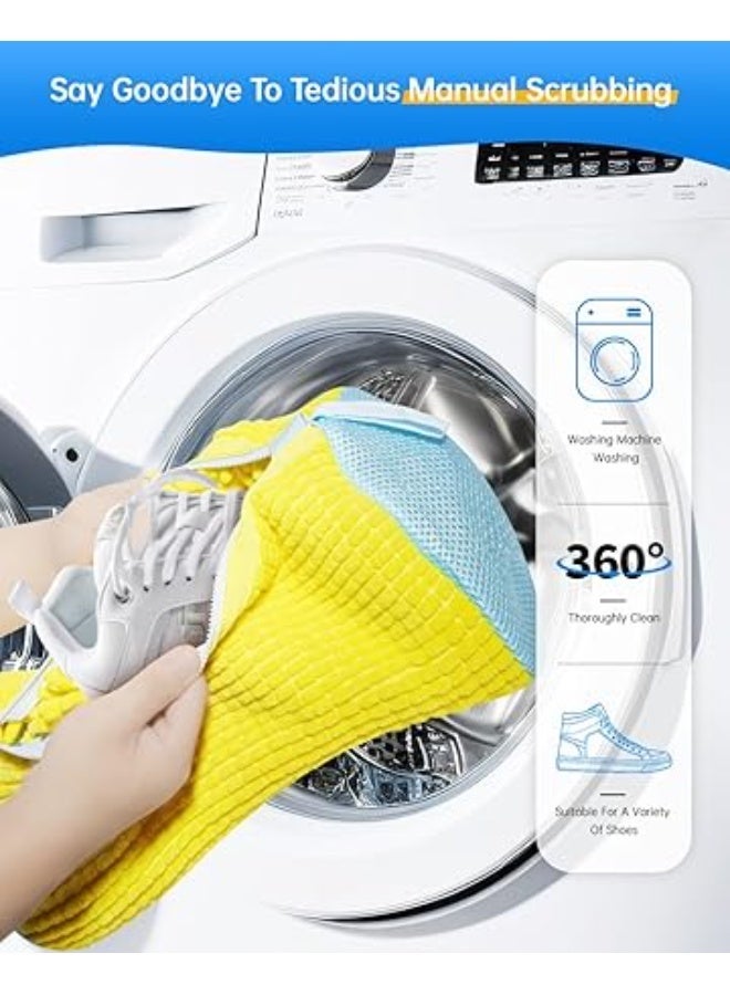 Shoe Washing Machine Bag – Reusable Laundry Shoe Bag for Washer and Dryer, Durable Chenille Microfiber with 360° Cleaning, Hidden Zipper Design for Sneakers, Tennis Shoes (Yellow) - Image 2
